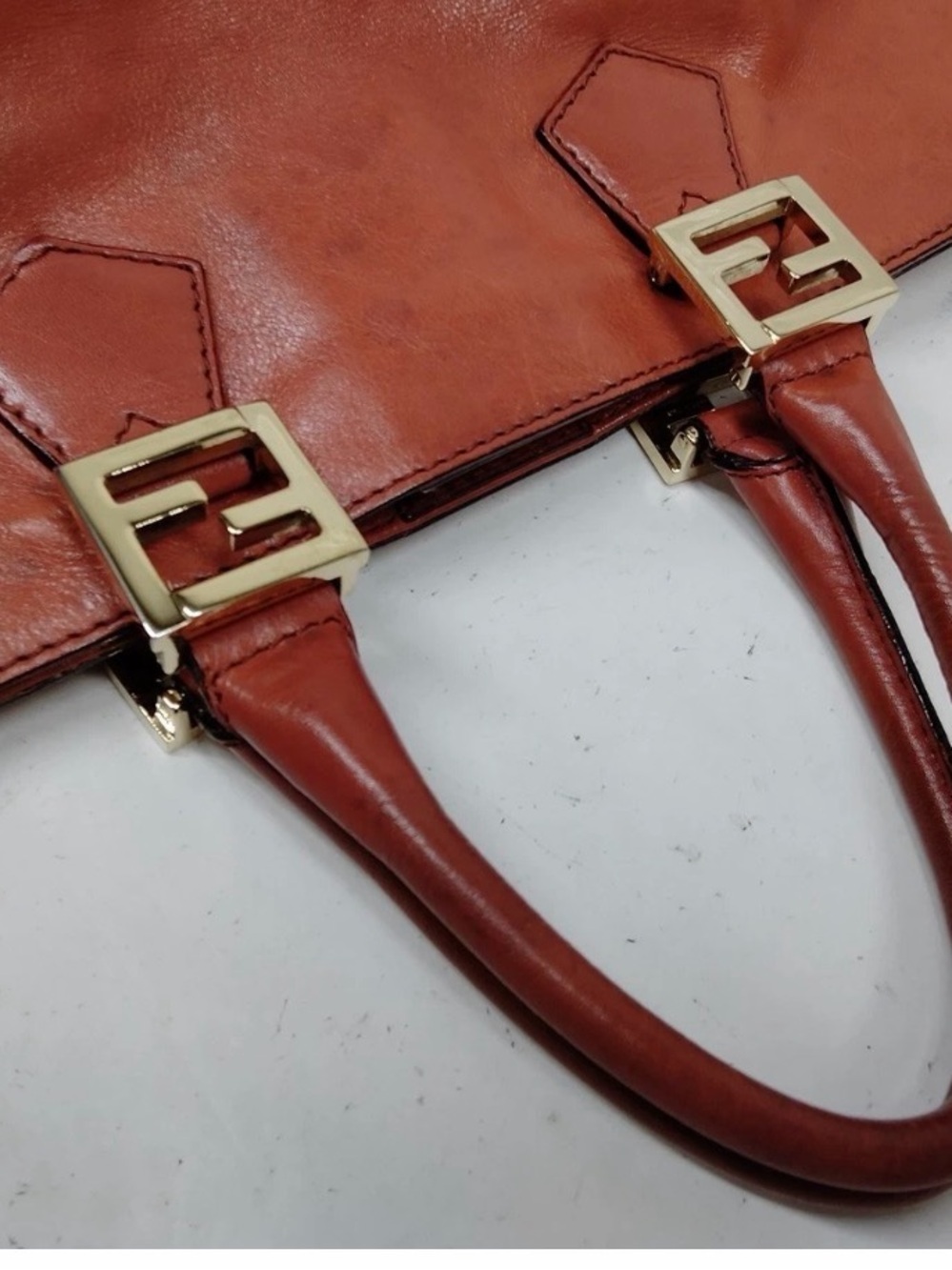 Fendi vintage Coral Red Leather Tote Bag - Picture 5 of 11